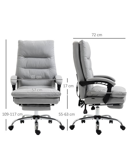 Vinsetto Vibration Massage Microfibre Reclining Office Chair with Heat, Footrest, Armrest, Double-tier Padding, Grey - pic 27566 | FastDaddyshop