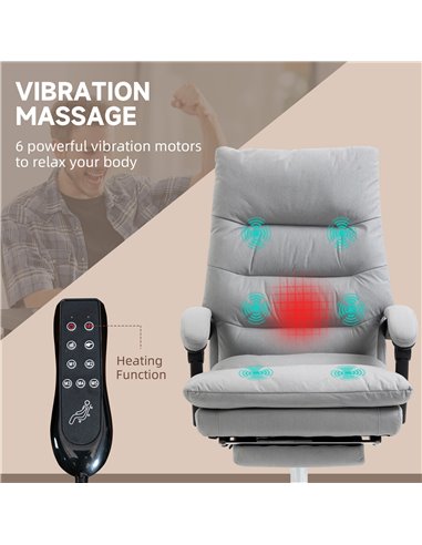 Vinsetto Vibration Massage Microfibre Reclining Office Chair, Grey 921-674V70GY