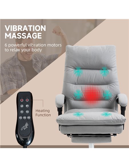 Vinsetto Vibration Massage Microfibre Reclining Office Chair, Grey 921-674V70GY - pic 27567 | FastDaddyshop