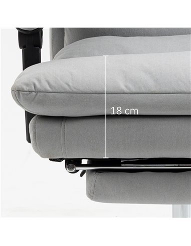 Vinsetto Vibration Massage Microfibre Reclining Office Chair with Heat, Footrest, Armrest, Double-tier Padding, Grey