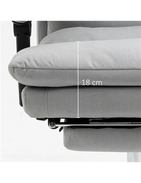 Vinsetto Vibration Massage Microfibre Reclining Office Chair with Heat, Footrest, Armrest, Double-tier Padding, Grey - pic 27571 | FastDaddyshop