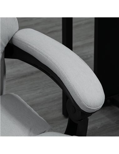 Vinsetto Vibration Massage Microfibre Reclining Office Chair with Heat, Footrest, Armrest, Double-tier Padding, Grey
