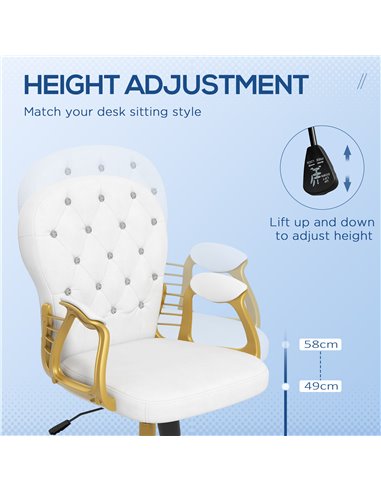 Vinsetto Button Tufted Home Office Chair, Cream White 921-169V72CW