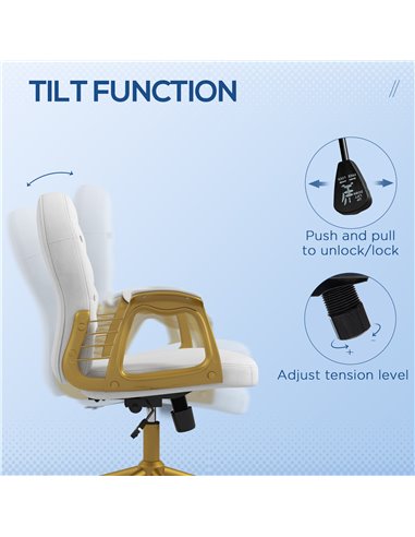 Vinsetto Button Tufted Home Office Chair, Cream White 921-169V72CW
