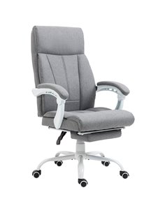 Vinsetto Executive Office Chair, Fabric Reclining Desk Chair with Foot Rest, Arm, Swivel Wheels, Adjustable Height, Grey