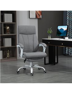 Vinsetto Executive Office Chair, Fabric Reclining Desk Chair with Foot Rest, Arm, Swivel Wheels, Adjustable Height, Grey 2