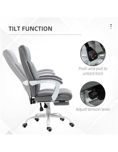 Vinsetto Executive Fabric Reclining Office Chair, Grey 921-669V70GY