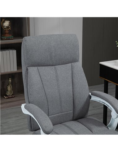 Vinsetto Executive Office Chair, Fabric Reclining Desk Chair with Foot Rest, Arm, Swivel Wheels, Adjustable Height, Grey