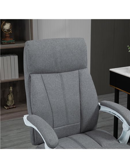Vinsetto Executive Office Chair, Fabric Reclining Desk Chair with Foot Rest, Arm, Swivel Wheels, Adjustable Height, Grey - pic 27590 | FastDaddyshop