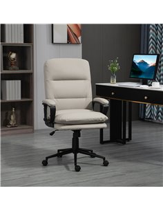 Vinsetto High Back PU Leather Office Chair with Double-tier Padding, Arm, Adjustable Height, Light Grey 2
