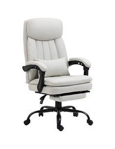Vinsetto Vibration Massage Reclining Office Chair with Heat, Microfibre, Footrest, Lumbar Support Pillow, Armrest, Cream White