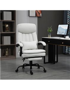 Vinsetto Vibration Massage Reclining Office Chair with Heat, Microfibre, Footrest, Lumbar Support Pillow, Armrest, Cream White 2