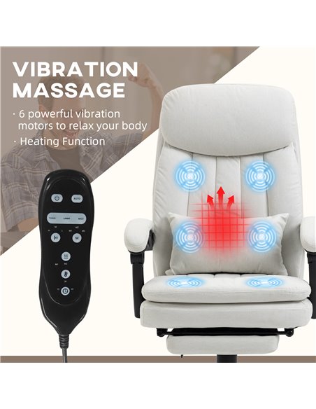 Vinsetto Vibration Massage Reclining Office Chair, Cream White 921-675V70CW - pic 27603 | FastDaddyshop