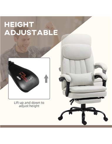 Vinsetto Vibration Massage Reclining Office Chair, Cream White 921-675V70CW