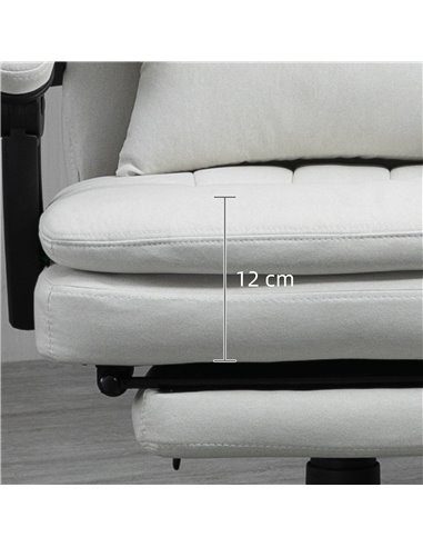 Vinsetto Vibration Massage Reclining Office Chair with Heat, Microfibre, Footrest, Lumbar Support Pillow, Armrest, Cream White