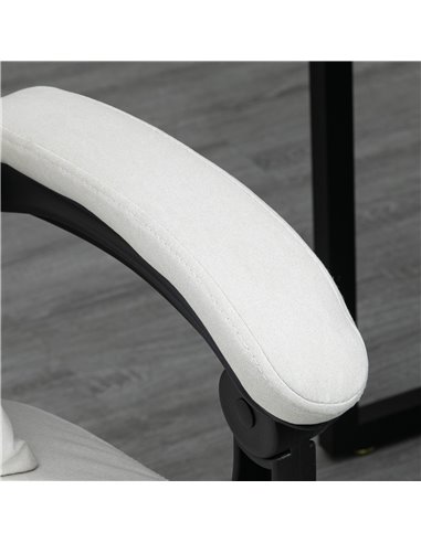 Vinsetto Vibration Massage Reclining Office Chair with Heat, Microfibre, Footrest, Lumbar Support Pillow, Armrest, Cream White
