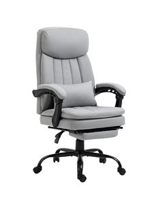 Vinsetto Vibration Massage Reclining Office Chair with Heat, Microfibre, Footrest, Lumbar Support Pillow, Armrest, Grey