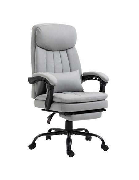 Vinsetto Vibration Massage Reclining Office Chair with Heat, Microfibre, Footrest, Lumbar Support Pillow, Armrest, Grey - pic 27609 | FastDaddyshop