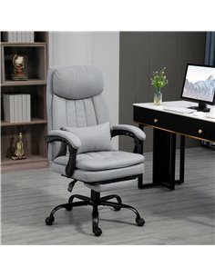 Vinsetto Vibration Massage Reclining Office Chair with Heat, Microfibre, Footrest, Lumbar Support Pillow, Armrest, Grey 2