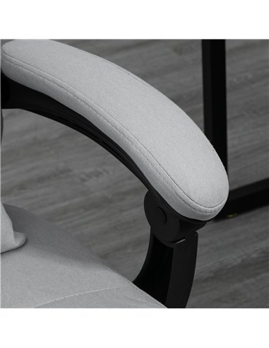 Vinsetto Vibration Massage Reclining Office Chair with Heat, Microfibre, Footrest, Lumbar Support Pillow, Armrest, Grey