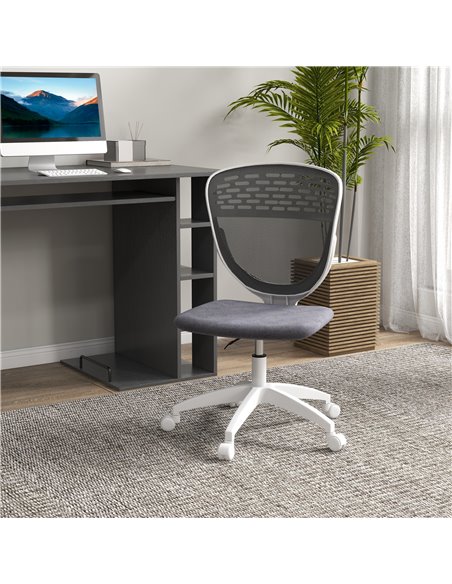 Vinsetto Armless Desk Chair, Mesh Office Chair, Height Adjustable with Swivel Wheels, Grey - pic 27628 | FastDaddyshop