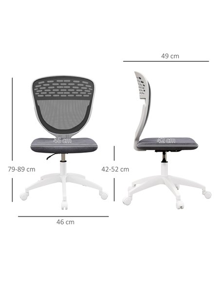 Vinsetto Armless Desk Chair, Mesh Office Chair, Height Adjustable with Swivel Wheels, Grey - pic 27629 | FastDaddyshop