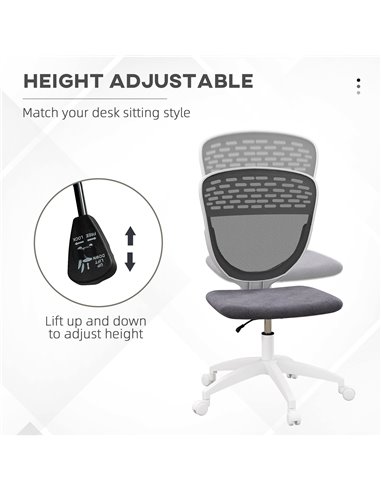 Vinsetto Armless Mesh Office Desk Chair, Grey 921-686V70GY
