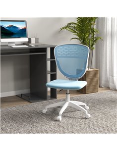 Vinsetto Armless Desk Chair, Mesh Office Chair, Height Adjustable with Swivel Wheels, Blue 2