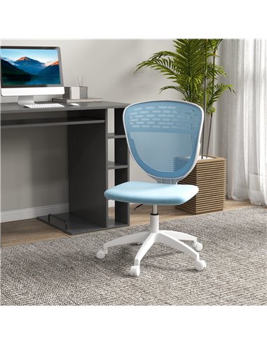 Vinsetto Armless Desk Chair, Mesh Office Chair, Height Adjustable with Swivel Wheels, Blue