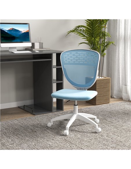 Vinsetto Armless Desk Chair, Mesh Office Chair, Height Adjustable with Swivel Wheels, Blue - pic 27637 | FastDaddyshop