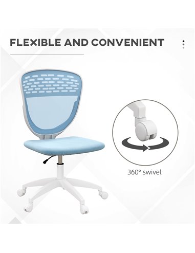 Vinsetto Armless Mesh Office Desk Chair, Blue 921-686V70GY