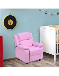 HOMCOM Kids Children Recliner Lounger Armchair with Storage Space on Arms, Pink 2