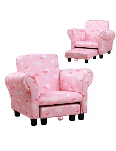 HOMCOM Kids Children Armchair Mini Sofa with Footrest, Anti-Slip Legs, High Back, Arms, Pink