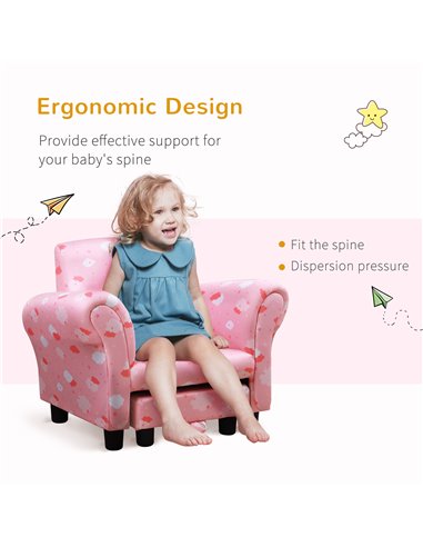 HOMCOM Kids Children Armchair Mini Sofa, Pink 310-033V70PK