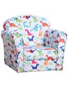 HOMCOM Children Armchair Kids Sofa Tub Chair Seat Cartoon Dinosaur Pattern Bedroom Flannel Wooden Frame Non-slip Playroom Seater