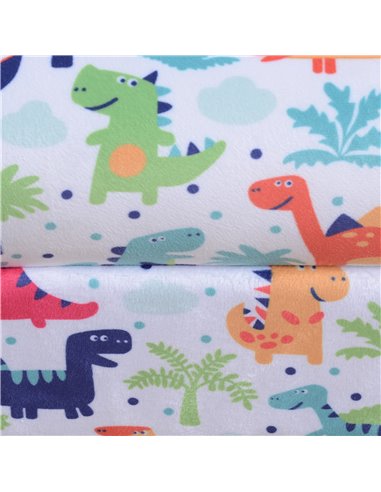HOMCOM Children Armchair Kids Sofa Tub Chair Seat Cartoon Dinosaur Pattern Bedroom Flannel Wooden Frame Non-slip Playroom Seater