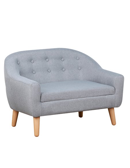 HOMCOM 2 Seater Toddler Chair Kids Mini Sofa Children Armchair Seating Chair Bedroom Playroom Furniture Wood Frame Grey - pic 27726 | FastDaddyshop