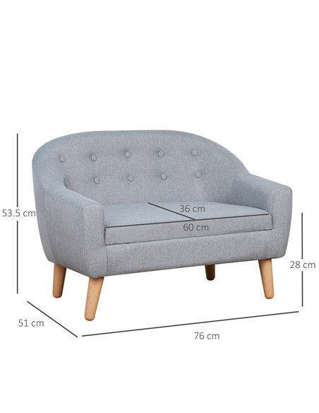 HOMCOM 2 Seater Toddler Chair Kids Mini Sofa Children Armchair Seating Chair Bedroom Playroom Furniture Wood Frame Grey - pic 27728 | FastDaddyshop
