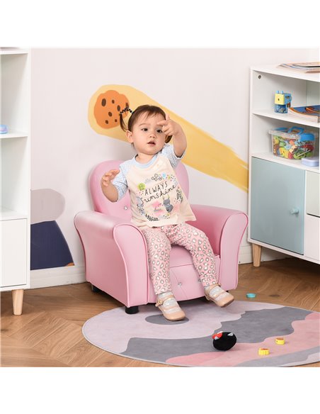 HOMCOM Kids Toddler Chair Sofa Children Armchair Seating Relax Playroom Seater Girl Princess Pink - pic 27745 | FastDaddyshop
