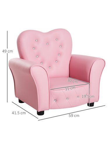 HOMCOM Kids Toddler Chair Sofa Children Armchair Seating Relax Playroom Seater Girl Princess Pink