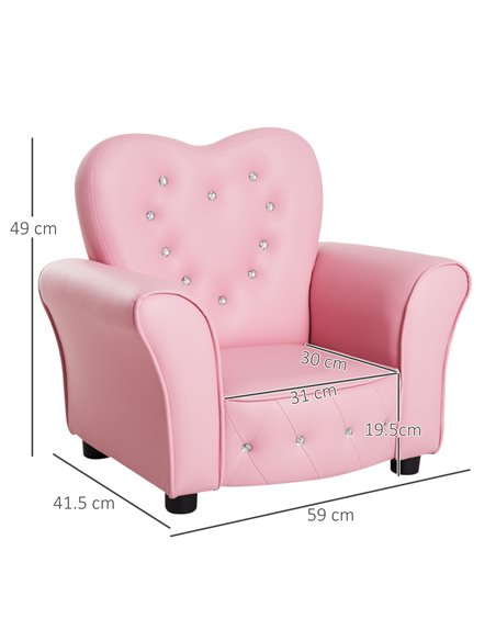 HOMCOM Kids Toddler Chair Sofa Children Armchair Seating Relax Playroom Seater Girl Princess Pink - pic 27746 | FastDaddyshop