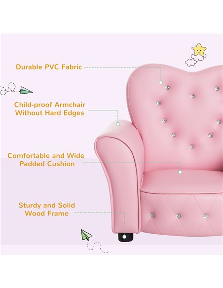 HOMCOM Kids Toddler Chair Sofa, Children Armchair, Pink 310-025V70PK - pic 27747 | FastDaddyshop