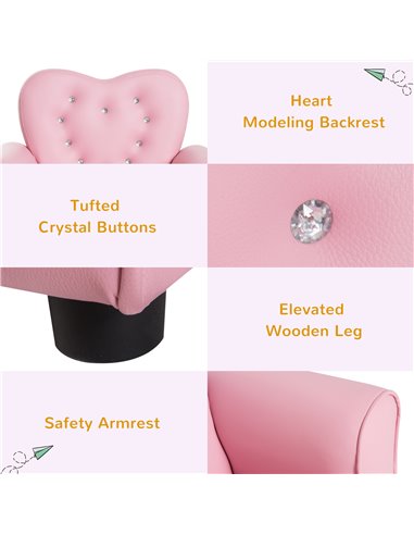 HOMCOM Kids Toddler Chair Sofa, Children Armchair, Pink 310-025V70PK