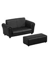 HOMCOM 2 Seater Toddler Chair, Kids Twin Sofa, Childrens Double Seat Armchair with Footstool, Black