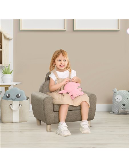 HOMCOM Kids Sofa Toddler Chair Children Armchair for Preschool Bedroom Playroom with Ear Modeling Wood Brown - pic 27763 | FastDaddyshop
