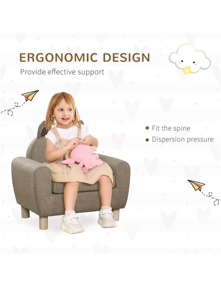 HOMCOM Kids Sofa, Children Armchair for Preschool, Brown 310-063V71BN - pic 27766 | FastDaddyshop