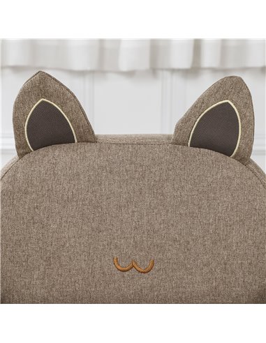 HOMCOM Kids Sofa Toddler Chair Children Armchair for Preschool Bedroom Playroom with Ear Modeling Wood Brown