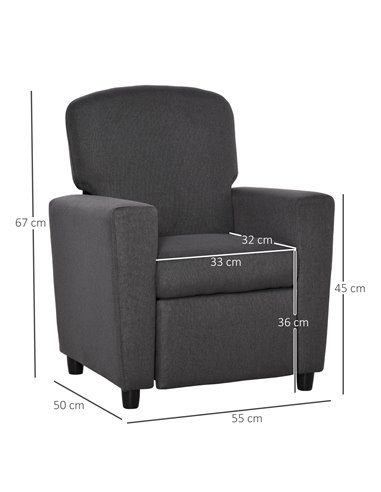 HOMCOM 2 in 1 design Kids Sofa Armchair with Footrest for Children Playroom Bedroom Living Room, 55 x 50 x 67cm, Grey