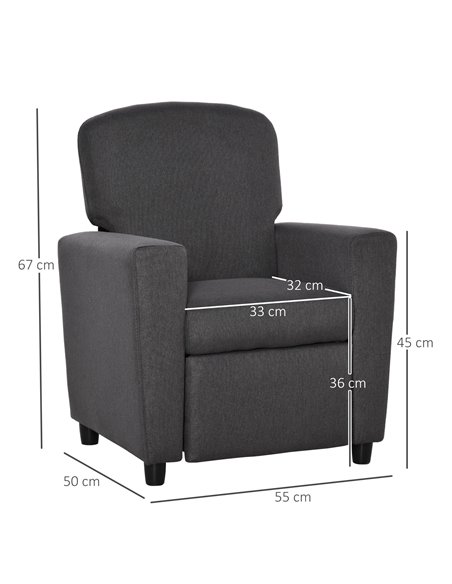 HOMCOM 2 in 1 design Kids Sofa Armchair with Footrest for Children Playroom Bedroom Living Room, 55 x 50 x 67cm, Grey - pic 27773 | FastDaddyshop