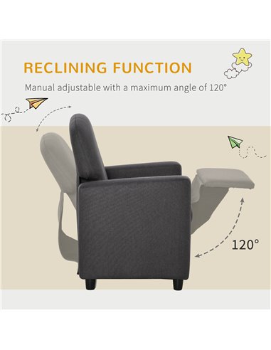 HOMCOM 2 in 1 design Kids Sofa Armchair with Footrest, Grey 310-051V70CG